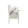 Linon Elliana Storage Bench Beige Padded Seat Cutout Back Design in White Wood