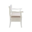 Linon Elliana Storage Bench Beige Padded Seat Cutout Back Design in White Wood