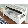 Linon Elliana Storage Bench Beige Padded Seat Cutout Back Design in White Wood