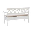 Linon Elliana Storage Bench Beige Padded Seat Cutout Back Design in White Wood
