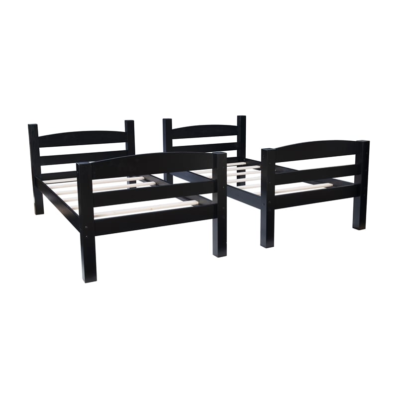 Linon Levi Twin over Twin Wood Bunk Bed in Black