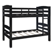 Linon Levi Twin over Twin Wood Bunk Bed in Black