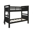 Linon Beckett Twin over Twin Pine Wood Bunk Bed Heavy Duty Wood Slats in Black