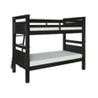 Linon Beckett Twin over Twin Pine Wood Bunk Bed Heavy Duty Wood Slats in Black
