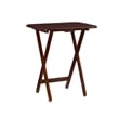 Linon Burke Wood 5 Piece Oversized Tray Table Set Chrome Handle in Dark Cherry