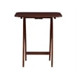 Linon Burke Wood 5 Piece Oversized Tray Table Set Chrome Handle in Dark Cherry