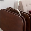 Linon Burke Wood 5 Piece Oversized Tray Table Set Chrome Handle in Dark Cherry