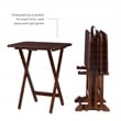 Linon Burke Wood 5 Piece Oversized Tray Table Set Chrome Handle in Dark Cherry