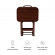 Linon Burke Wood 5 Piece Oversized Tray Table Set Chrome Handle in Dark Cherry