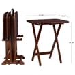 Linon Burke Wood 5 Piece Oversized Tray Table Set Chrome Handle in Dark Cherry