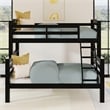 Linon Levi Twin over Full Wood Bunk Bed with Built in Ladder in Black