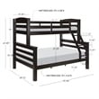 Linon Levi Twin over Full Wood Bunk Bed with Built in Ladder in Black