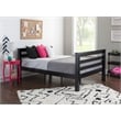 Linon Levi Twin over Full Wood Bunk Bed with Built in Ladder in Black