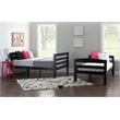 Linon Levi Twin over Full Wood Bunk Bed with Built in Ladder in Black