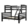 Linon Levi Twin over Full Wood Bunk Bed with Built in Ladder in Black