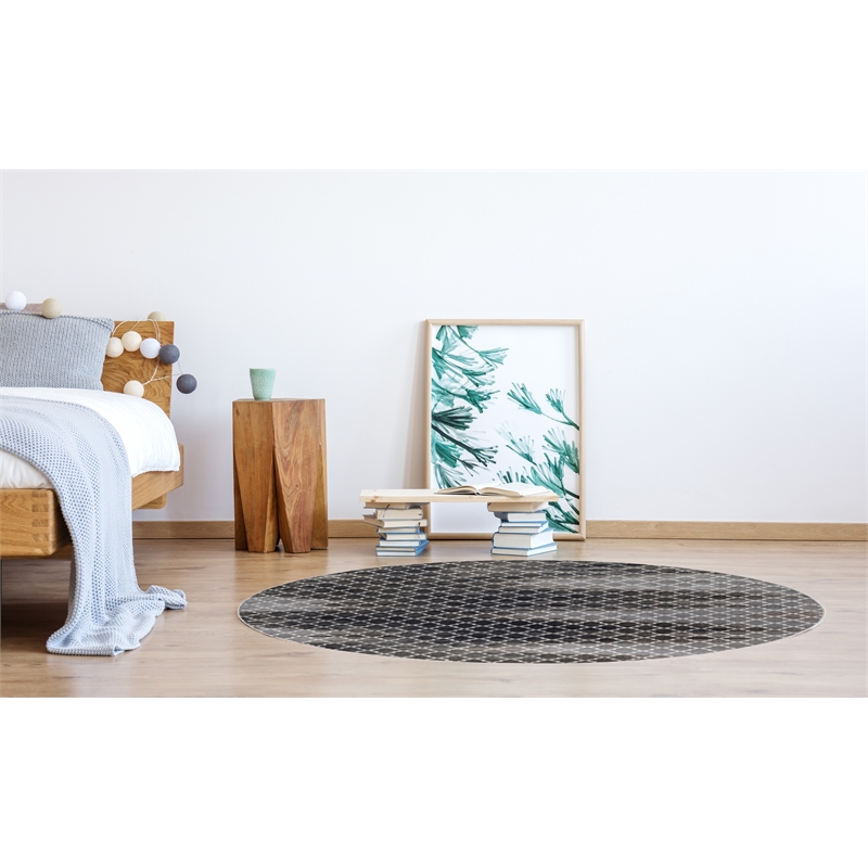 Linon Evolution Trellis Zigzag Power Loomed Polyester 8'R Rug in Gray