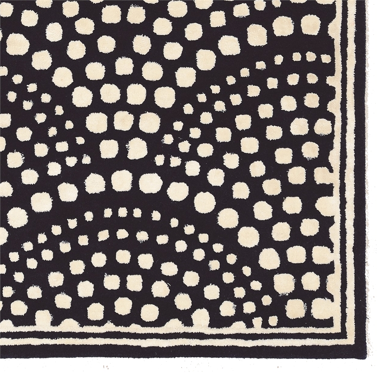 Linon Aspire Scallop Hand Tufted Wool 5'x8' Rug in Navy