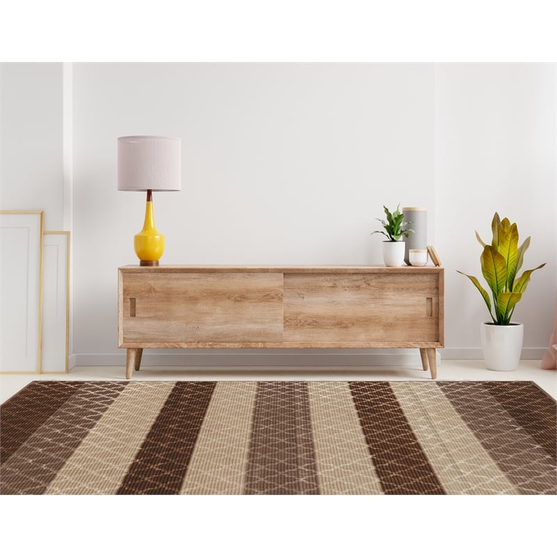 Linon Evolution Trellis Stripes Power Loomed Polyester 8'x10'3