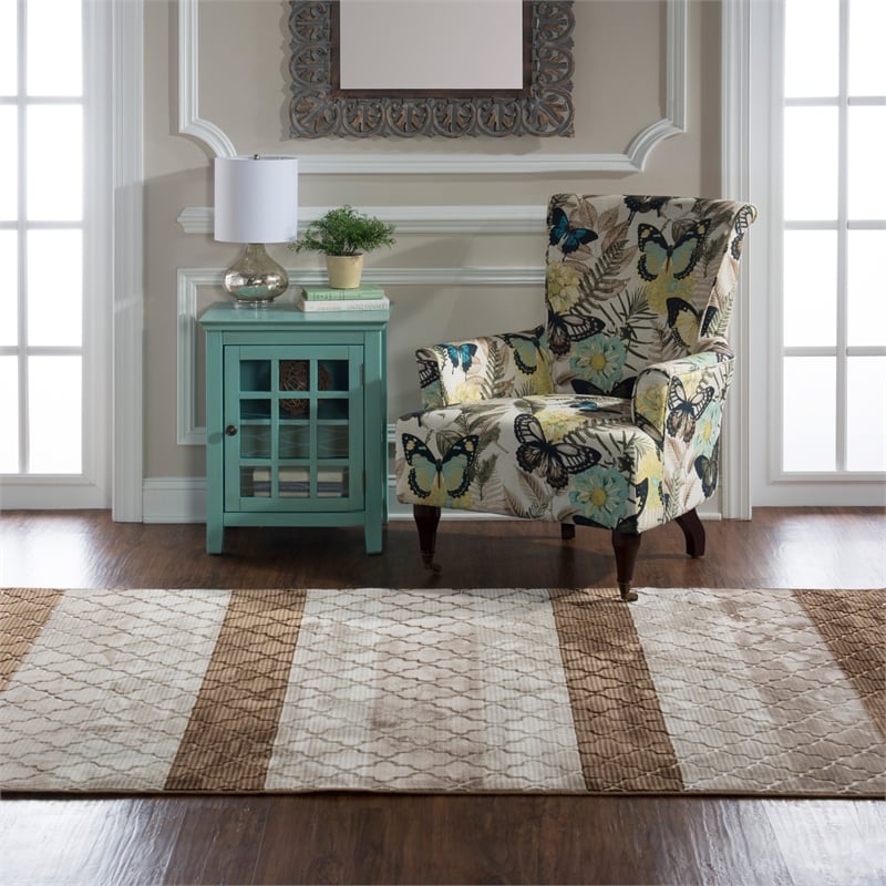 Linon Evolution Damask Stripe Power Loomed Polyester 5'x7'6