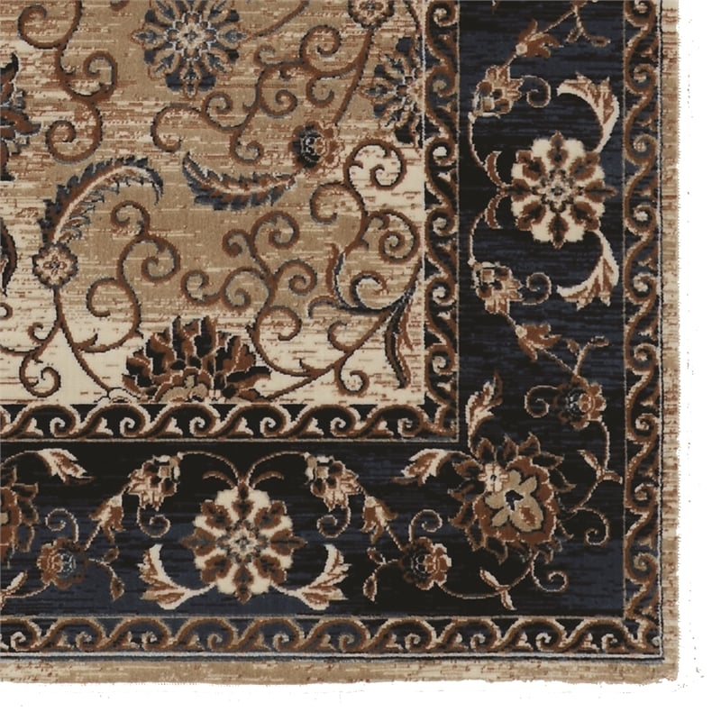 Linon Vintage Isfahan Power Loomed Microfiber Polyester 2'x3' Rug in Ivory