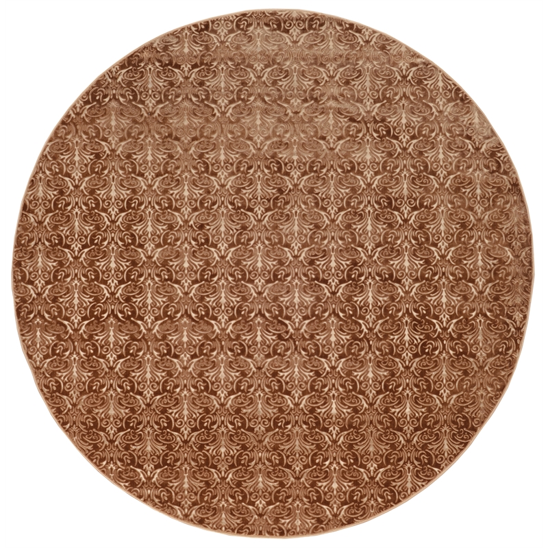 Linon Evolution Damask Power Loomed Polyester 8'R Rug in Brown