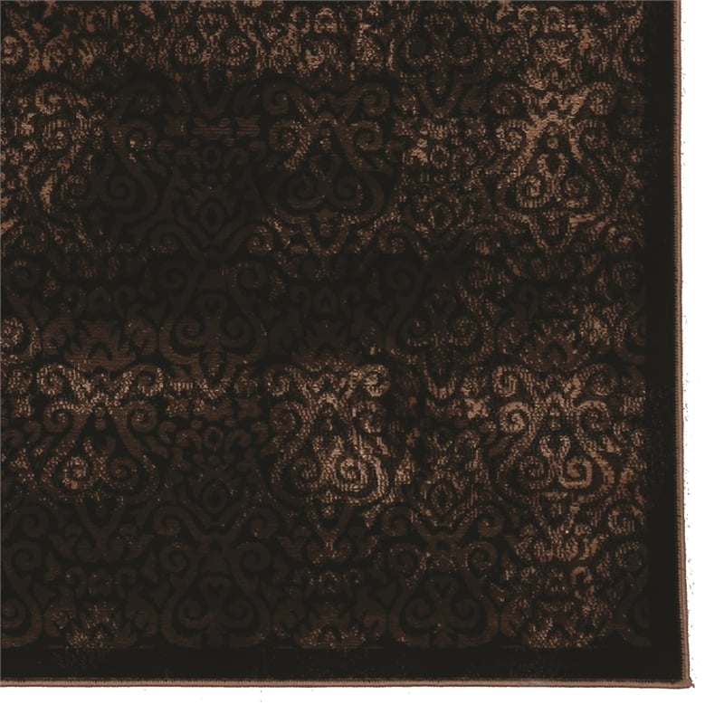 Linon Vintage Ilussion Power Loomed Microfiber Polyester 2'x10' Rug in Brown