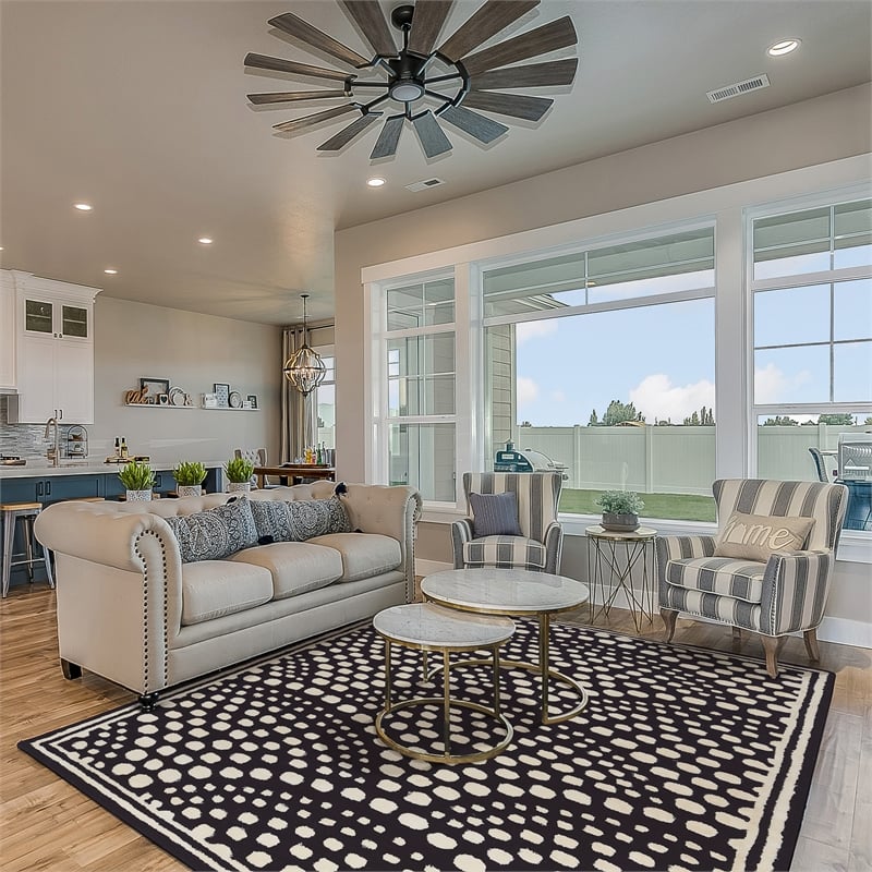 Linon Aspire Scallop Hand Tufted Wool 8'x11' Rug in Navy