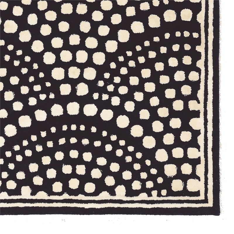 Linon Aspire Scallop Hand Tufted Wool 8'x11' Rug in Navy