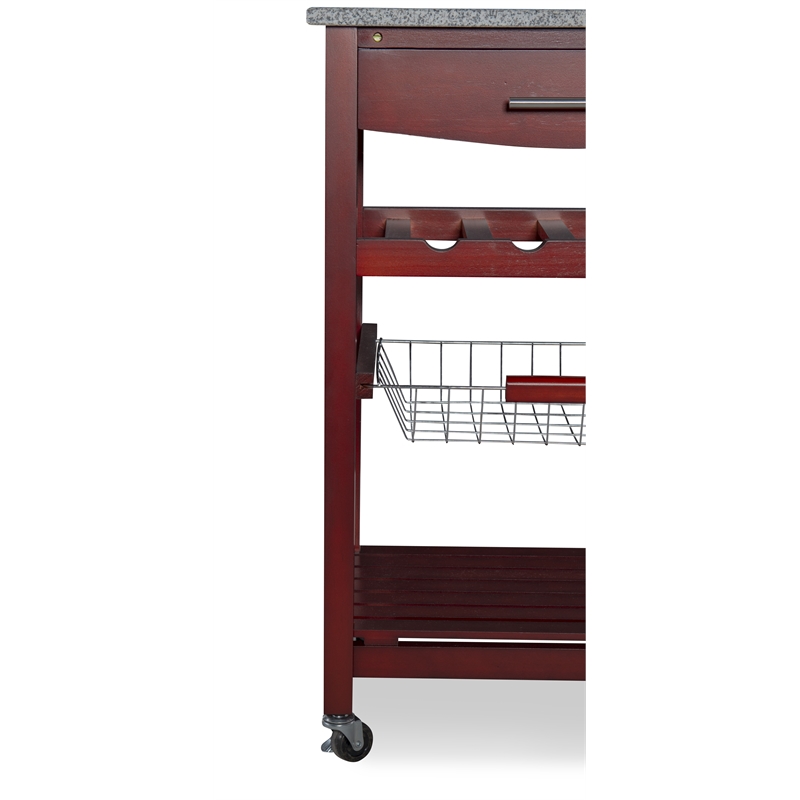 Linon Wood and Granite Top Kitchen Cart in Wenge Brown 44037WENGE01KDU