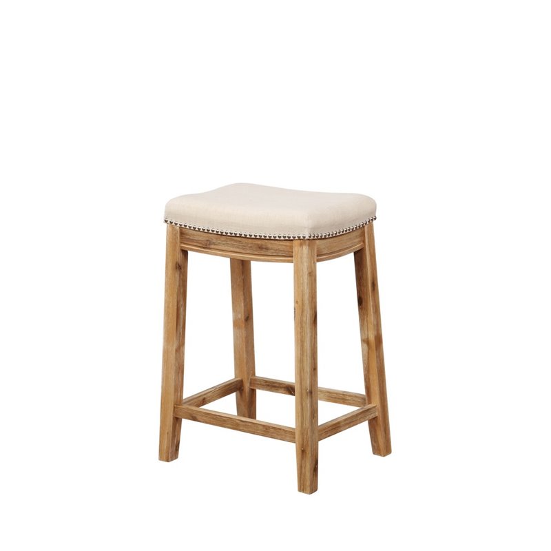 Linon Claridge 24 Upholstered Counter Stool In Brown And Natural