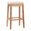 Linon Claridge Bar Stool Natural Padded Seat Acacia Wood Frame in Rustic Brown