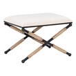 Linon Anna Campaign Accent Stool Black Metal Legs with Rope Detail in Cream