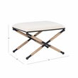 Linon Anna Campaign Accent Stool Black Metal Legs with Rope Detail in Cream