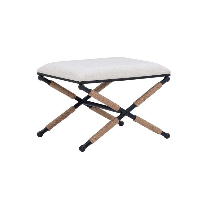Linon Anna Campaign Metal Accent Stool In Black Cymx216