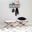 Linon Anna Campaign Accent Stool Black Metal Legs with Rope Detail in Cream