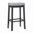 Linon Claridge Backless Bar Stool Gray Faux Leather Wood Frame in Black Finish