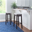 Linon Claridge Backless Bar Stool Gray Faux Leather Wood Frame in Black Finish