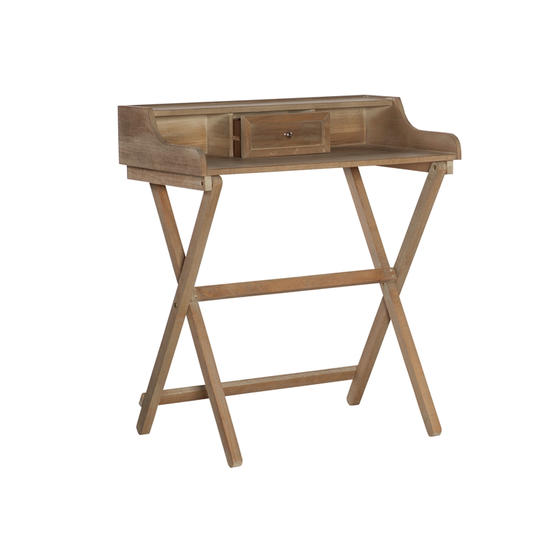 Linon Cade Wood Folding Desk in Rustic Brown