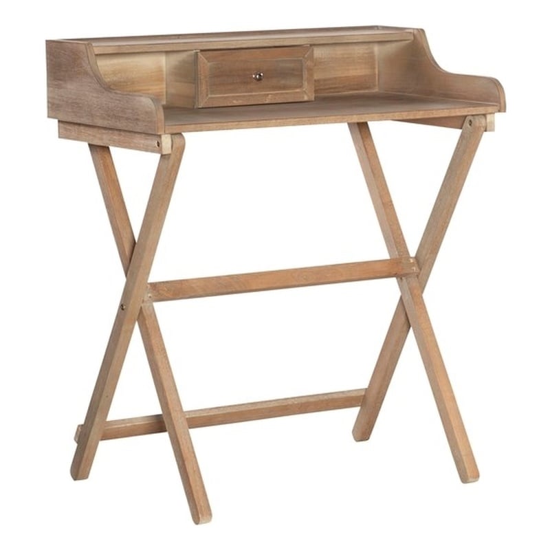 Linon Cade Wood Folding Desk in Rustic Brown
