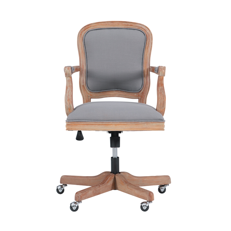 Linon Maybell Wood Upholstered Office Chair Light Gray Cymax Business