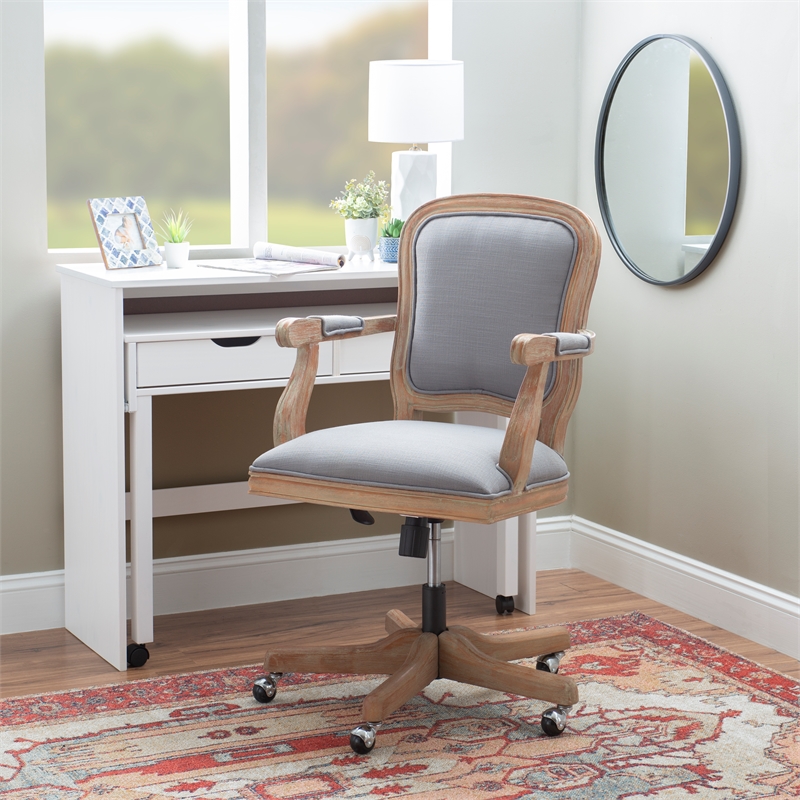 Linon Maybell Wood Upholstered Office Chair Light Gray Cymax Business