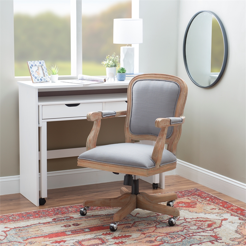 Linon Maybell Wood Upholstered Office Chair Light Gray Cymax Business