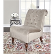 Linon Cora Latte Tufted Slipper Chair with Espresso Wood Legs