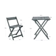 Linon Rey 3 Piece Acacia Wood Foldable Square Indoor Outdoor Bistro Set in Gray