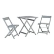 Linon Rey 3 Piece Acacia Wood Foldable Square Indoor Outdoor Bistro Set in Gray