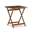 Linon Rey 3 Piece Acacia Wood Foldable Square Indoor Outdoor Bistro Set in Brown
