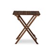 Linon Rey 3 Piece Acacia Wood Foldable Square Indoor Outdoor Bistro Set in Brown