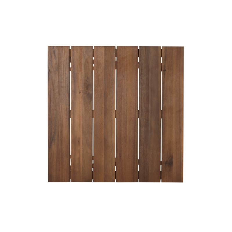 Linon Rey 3 Piece Acacia Wood Foldable Square Indoor Outdoor Bistro Set in Brown