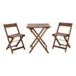 Linon Rey 3 Piece Acacia Wood Foldable Square Indoor Outdoor Bistro Set in Brown