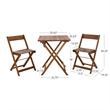Linon Rey 3 Piece Acacia Wood Foldable Square Indoor Outdoor Bistro Set in Brown